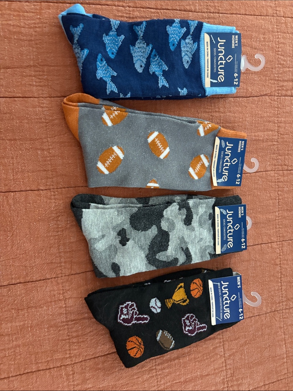 Men's Assorted Sports Crew Socks - Pack of 4 (Blue, Gray, Black, Multi)